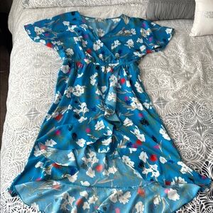 Vibrant Floral Blue Dress
